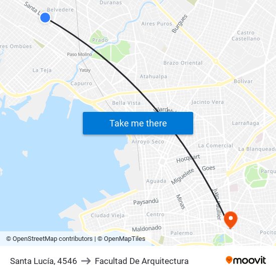 Santa Lucía, 4546 to Facultad De Arquitectura map