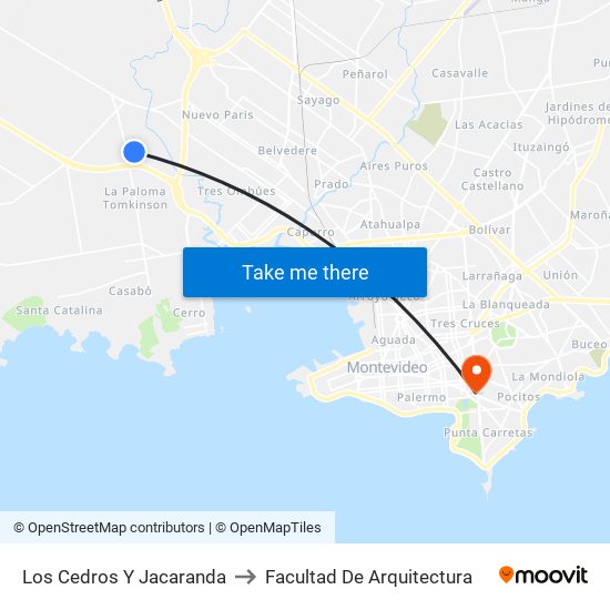 Los Cedros Y Jacaranda to Facultad De Arquitectura map
