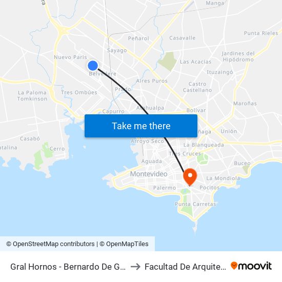 Gral Hornos - Bernardo De Guzman to Facultad De Arquitectura map