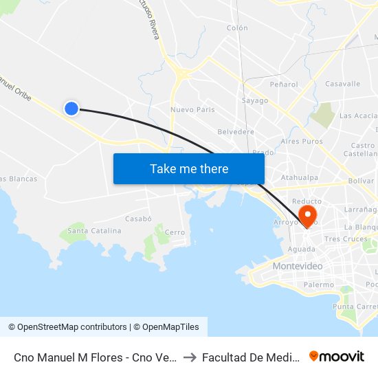 Cno Manuel M Flores - Cno Vecinal to Facultad De Medicina map