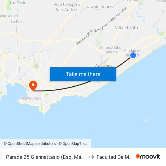 Parada 25 Giannattasio (Esq. Márquez Castro) to Facultad De Medicina map