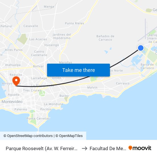 Parque Roosevelt (Av. W. Ferreira Aldunate) to Facultad De Medicina map