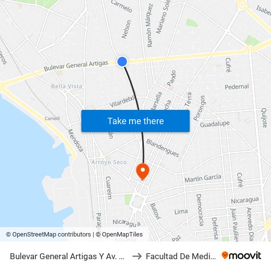 Bulevar General Artigas Y Av. Millan to Facultad De Medicina map