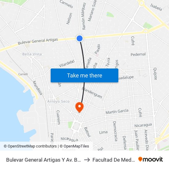 Bulevar General Artigas Y Av. Burgues to Facultad De Medicina map