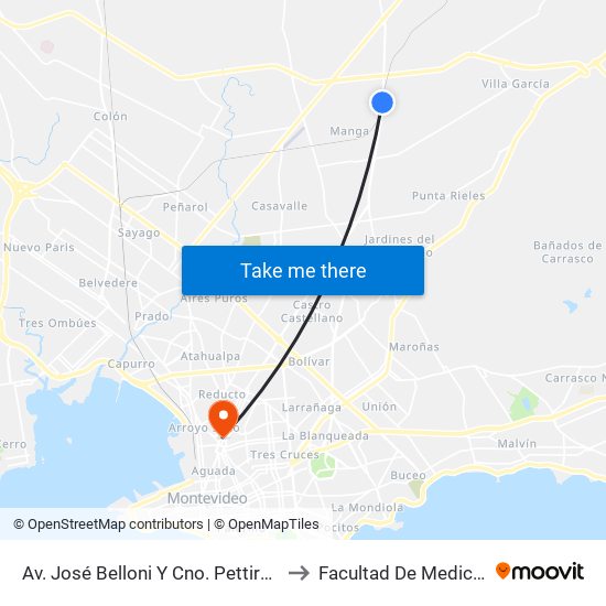 Av. José Belloni Y Cno. Pettirossi to Facultad De Medicina map