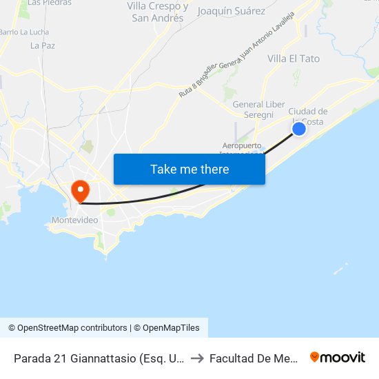 Parada 21 Giannattasio (Esq. Uruguay) to Facultad De Medicina map