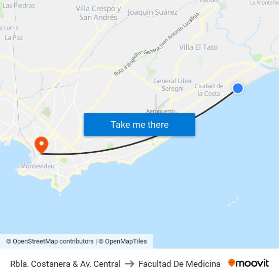 Rbla. Costanera & Av. Central to Facultad De Medicina map