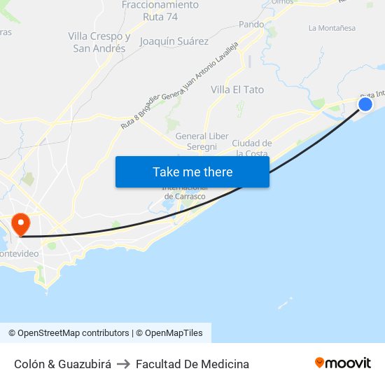 Colón & Guazubirá to Facultad De Medicina map