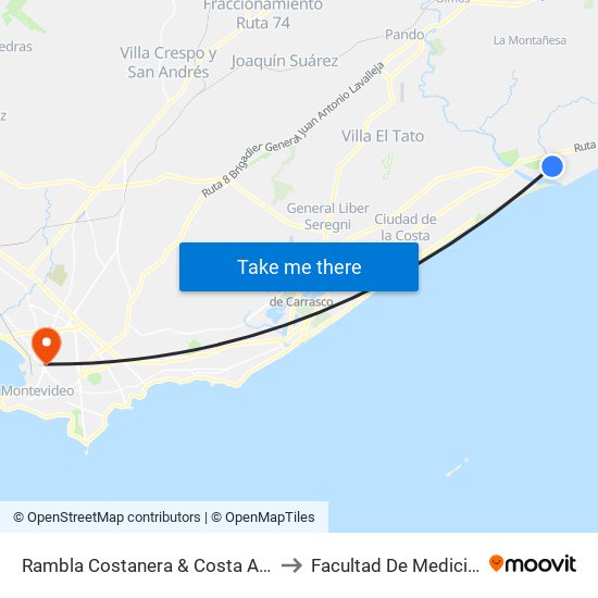 Rambla Costanera & Costa Azul to Facultad De Medicina map