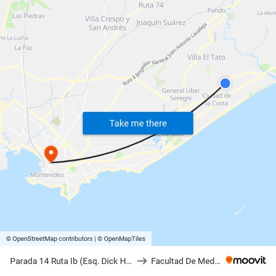 Parada 14 Ruta Ib (Esq. Dick Hughes) to Facultad De Medicina map