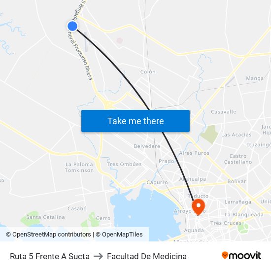 Ruta 5 Frente A Sucta to Facultad De Medicina map