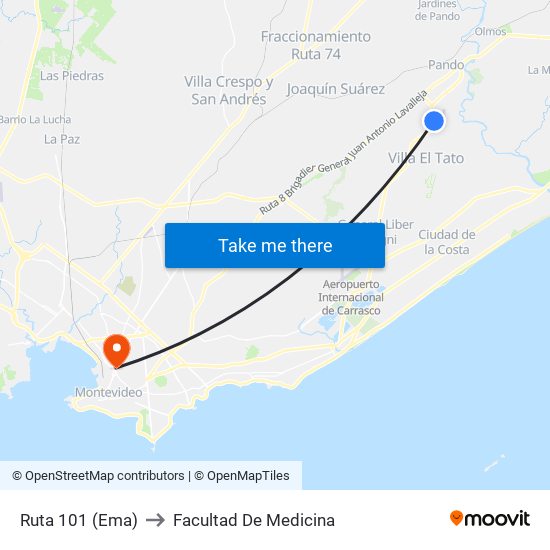 Ruta 101 (Ema) to Facultad De Medicina map