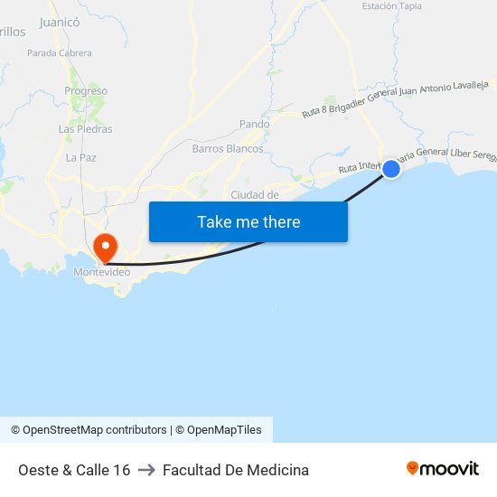 Oeste & Calle 16 to Facultad De Medicina map