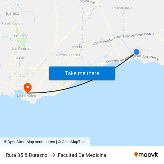 Ruta 35 & Durazno to Facultad De Medicina map