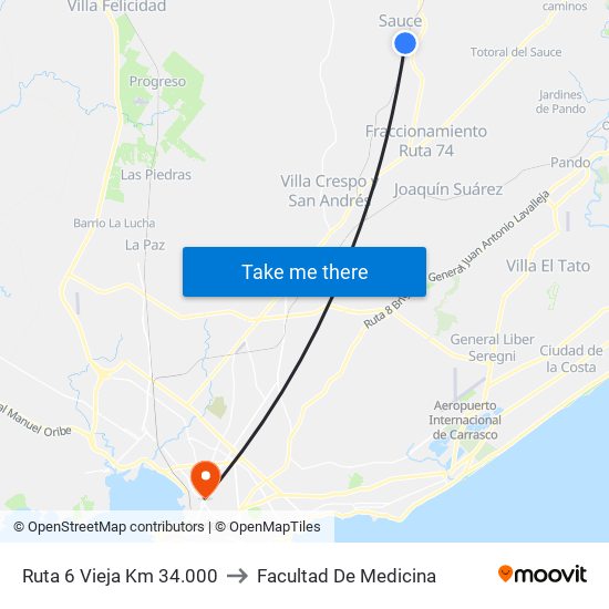 Ruta 6 Vieja Km 34.000 to Facultad De Medicina map