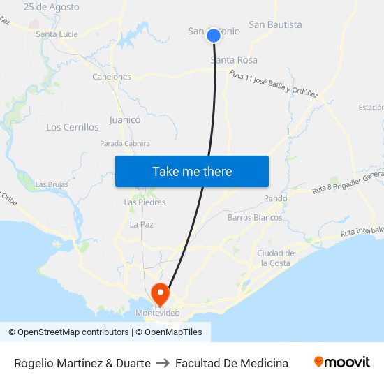 Rogelio Martinez & Duarte to Facultad De Medicina map