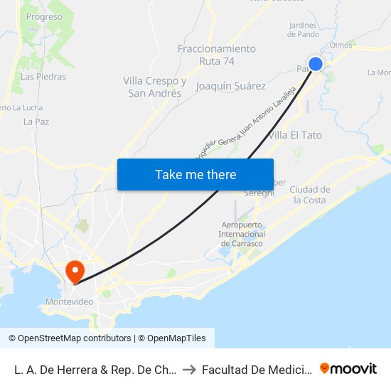 L. A. De Herrera & Rep. De Chile to Facultad De Medicina map