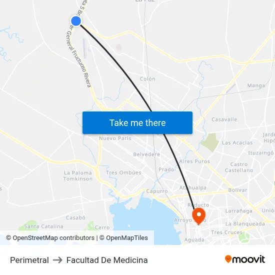 Perimetral to Facultad De Medicina map