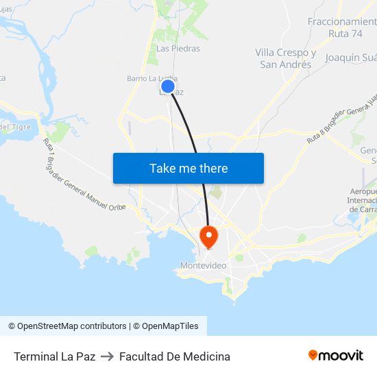 Terminal La Paz to Facultad De Medicina map