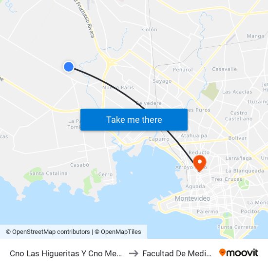 Cno Las Higueritas Y Cno Mendez to Facultad De Medicina map