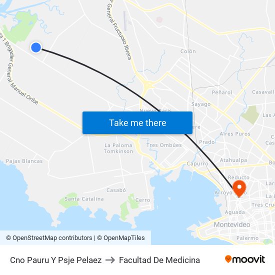 Cno Pauru Y Psje Pelaez to Facultad De Medicina map