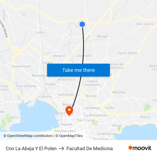 Cno La Abeja Y El Polen to Facultad De Medicina map