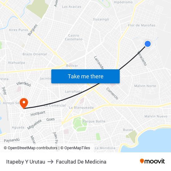 Itapeby Y Urutau to Facultad De Medicina map