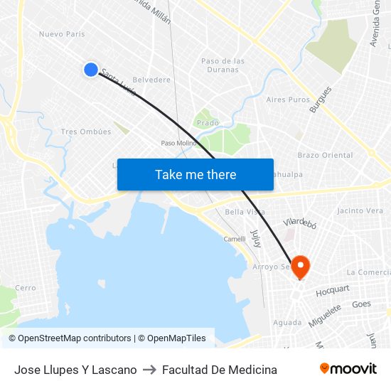 Jose Llupes Y Lascano to Facultad De Medicina map