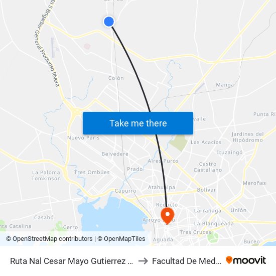 Ruta Nal Cesar Mayo Gutierrez - Ibicuy to Facultad De Medicina map