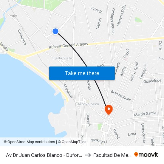 Av Dr Juan Carlos Blanco - Dufort Y Alvarez to Facultad De Medicina map