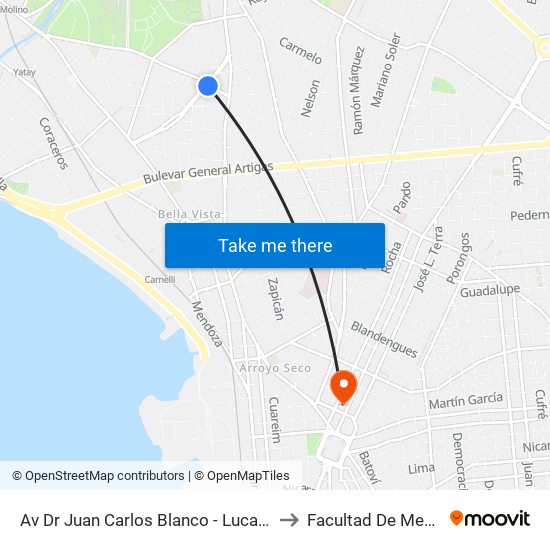 Av Dr Juan Carlos Blanco - Lucas J Obes to Facultad De Medicina map