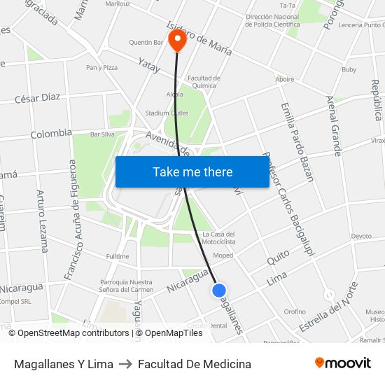 Magallanes Y Lima to Facultad De Medicina map