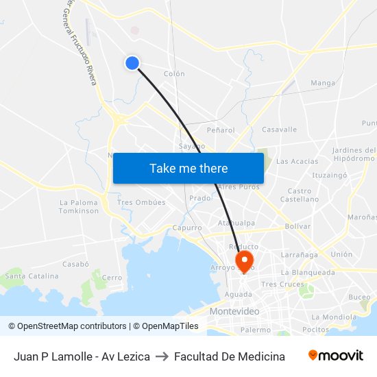 Juan P Lamolle - Av Lezica to Facultad De Medicina map