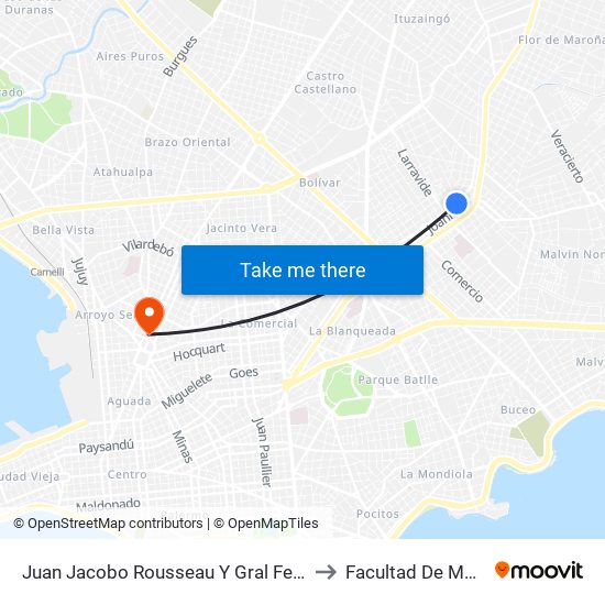 Juan Jacobo Rousseau Y Gral Felix Laborde to Facultad De Medicina map