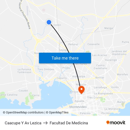 Caacupe Y Av Lezica to Facultad De Medicina map