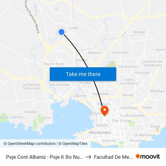 Psje Cont Albeniz - Psje K Bo Nuevo Colon to Facultad De Medicina map