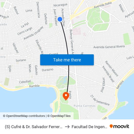 (S) Cufré & Dr. Salvador Ferrer Serra to Facultad De Ingeniería map