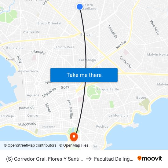(S) Corredor Gral. Flores Y Santiago Sierra to Facultad De Ingeniería map
