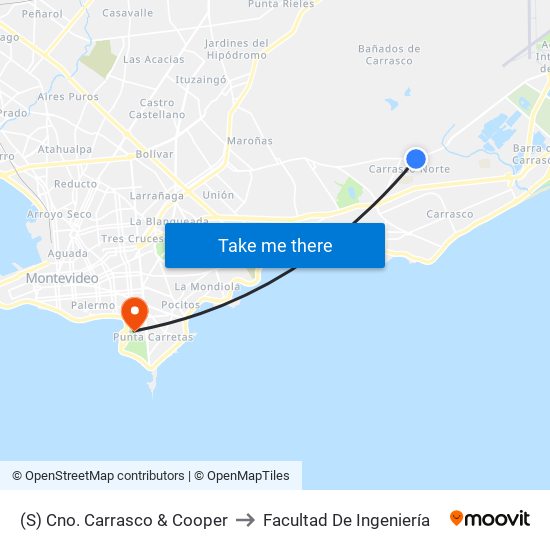 (S) Cno. Carrasco & Cooper to Facultad De Ingeniería map