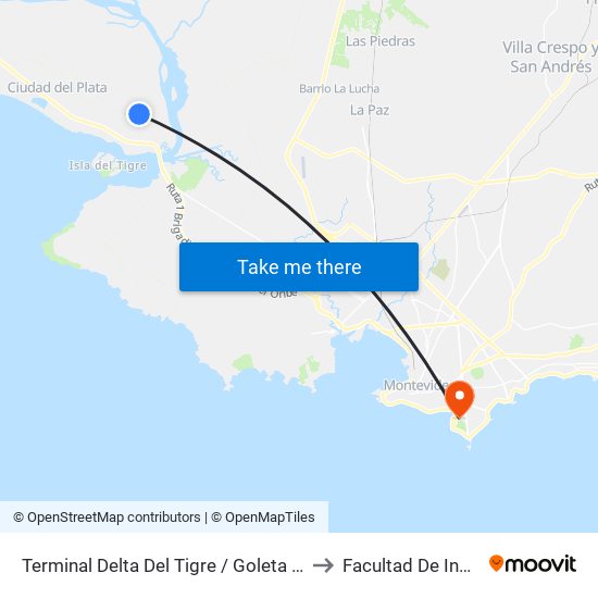 Terminal Delta Del Tigre / Goleta Y Las Perlas to Facultad De Ingeniería map