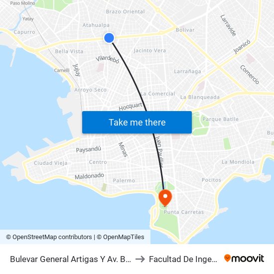 Bulevar General Artigas Y Av. Burgues to Facultad De Ingeniería map