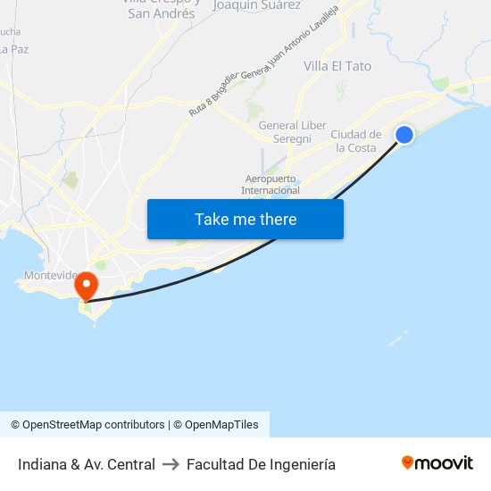Indiana & Av. Central to Facultad De Ingeniería map