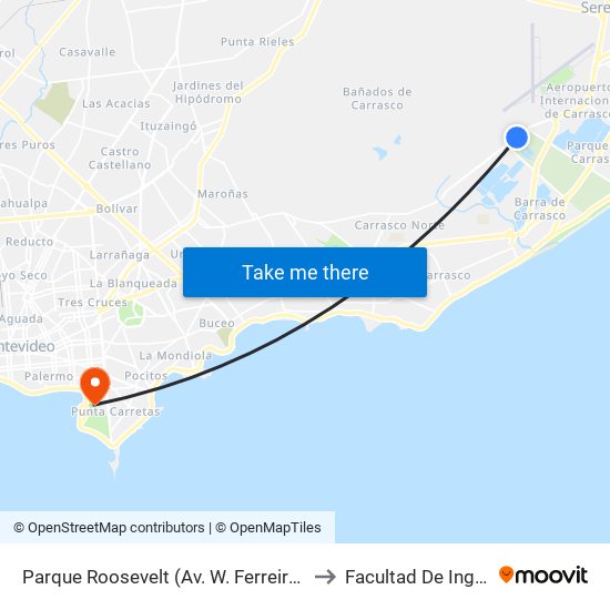 Parque Roosevelt (Av. W. Ferreira Aldunate) to Facultad De Ingeniería map