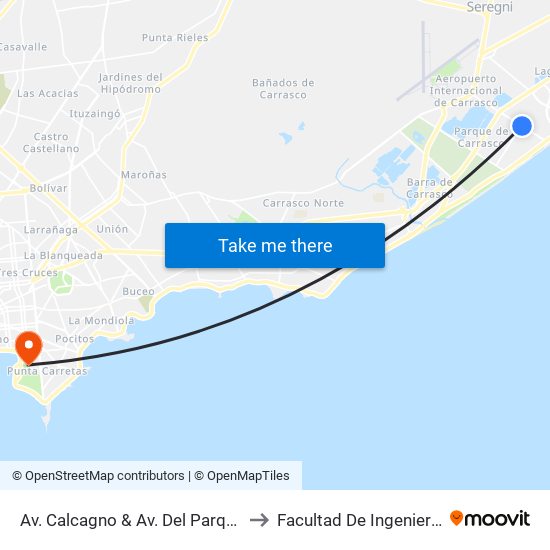 Av. Calcagno & Av. Del Parque to Facultad De Ingeniería map