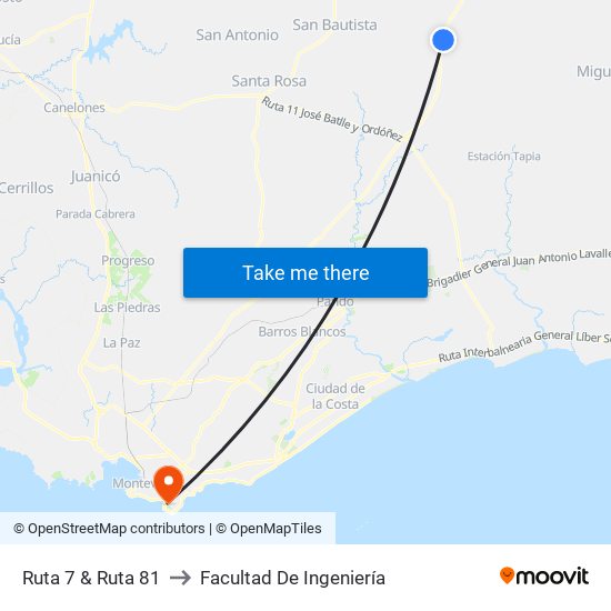 Ruta 7 & Ruta 81 to Facultad De Ingeniería map