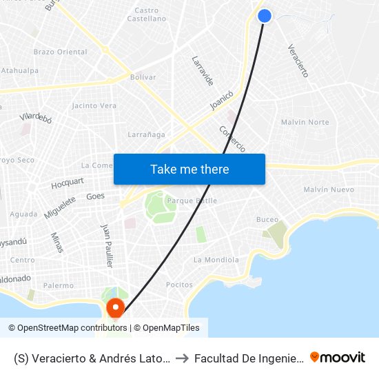 (S) Veracierto & Andrés Latorre to Facultad De Ingeniería map