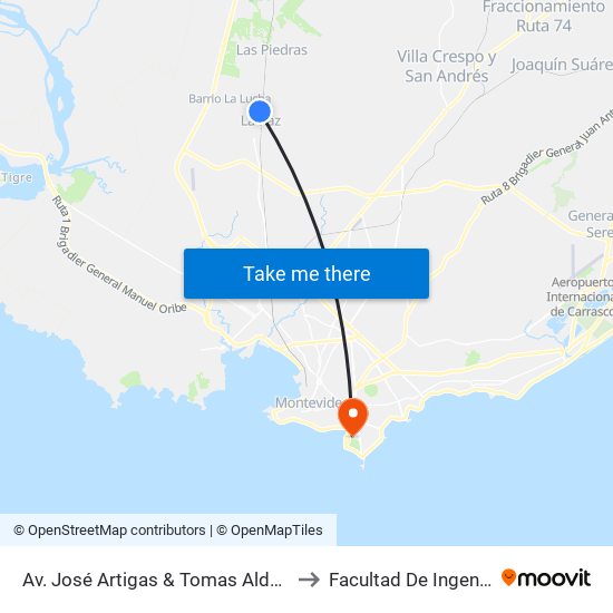 Av. José Artigas & Tomas Aldabalde to Facultad De Ingeniería map
