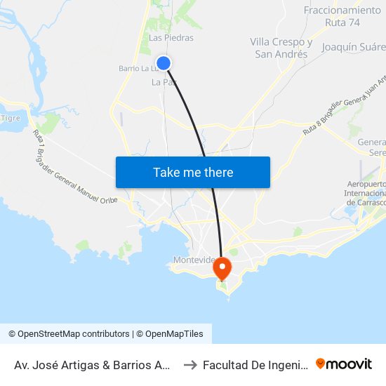 Av. José Artigas & Barrios Amorín to Facultad De Ingeniería map