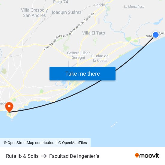 Ruta Ib & Solís to Facultad De Ingeniería map