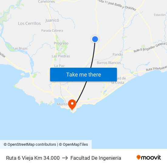 Ruta 6 Vieja Km 34.000 to Facultad De Ingeniería map